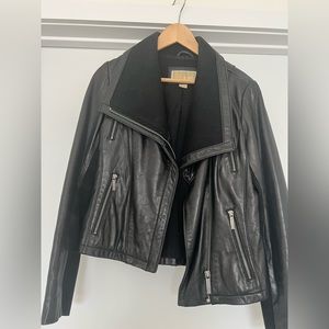 Black leather moto jacket